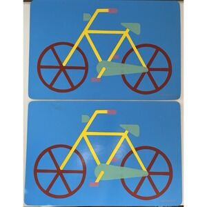 Marimekko Vintage 2 Vinyl Colorful Bicycle Placemats Casual Easy to Clean Art